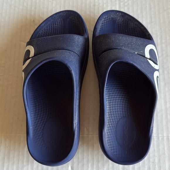 Oofos Ooahh Blue Sport Slide Sandals - Picture 9 of 11